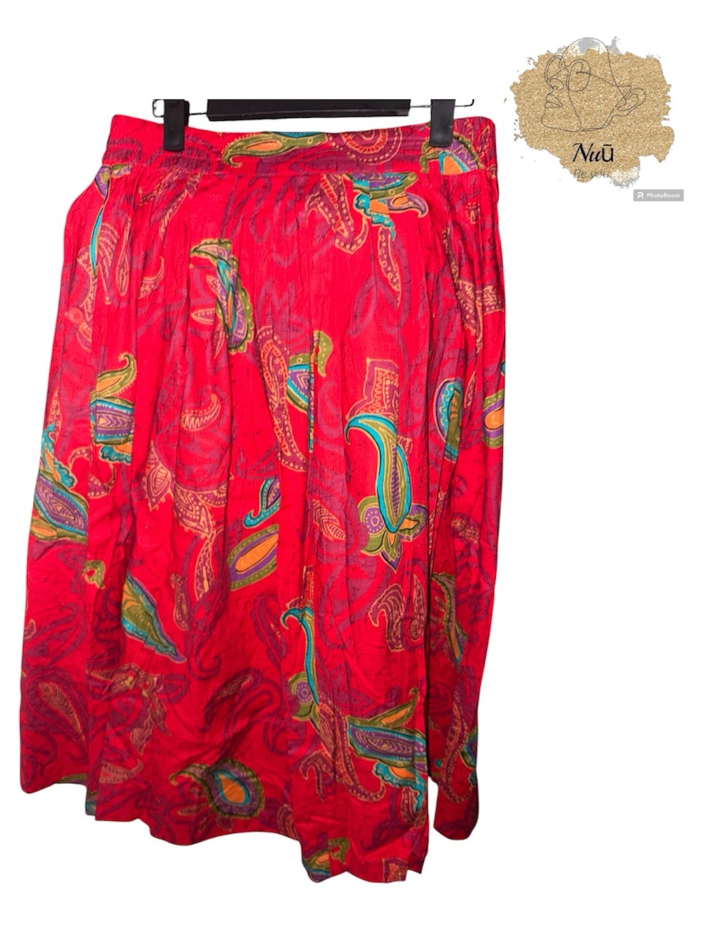 Vintage Howard Wolf Red Paisley Midi Skirt Vintage 16/ Modern 12